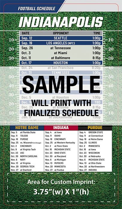 ReaMark Products: Indianapolis Full Magnet Football Schedule